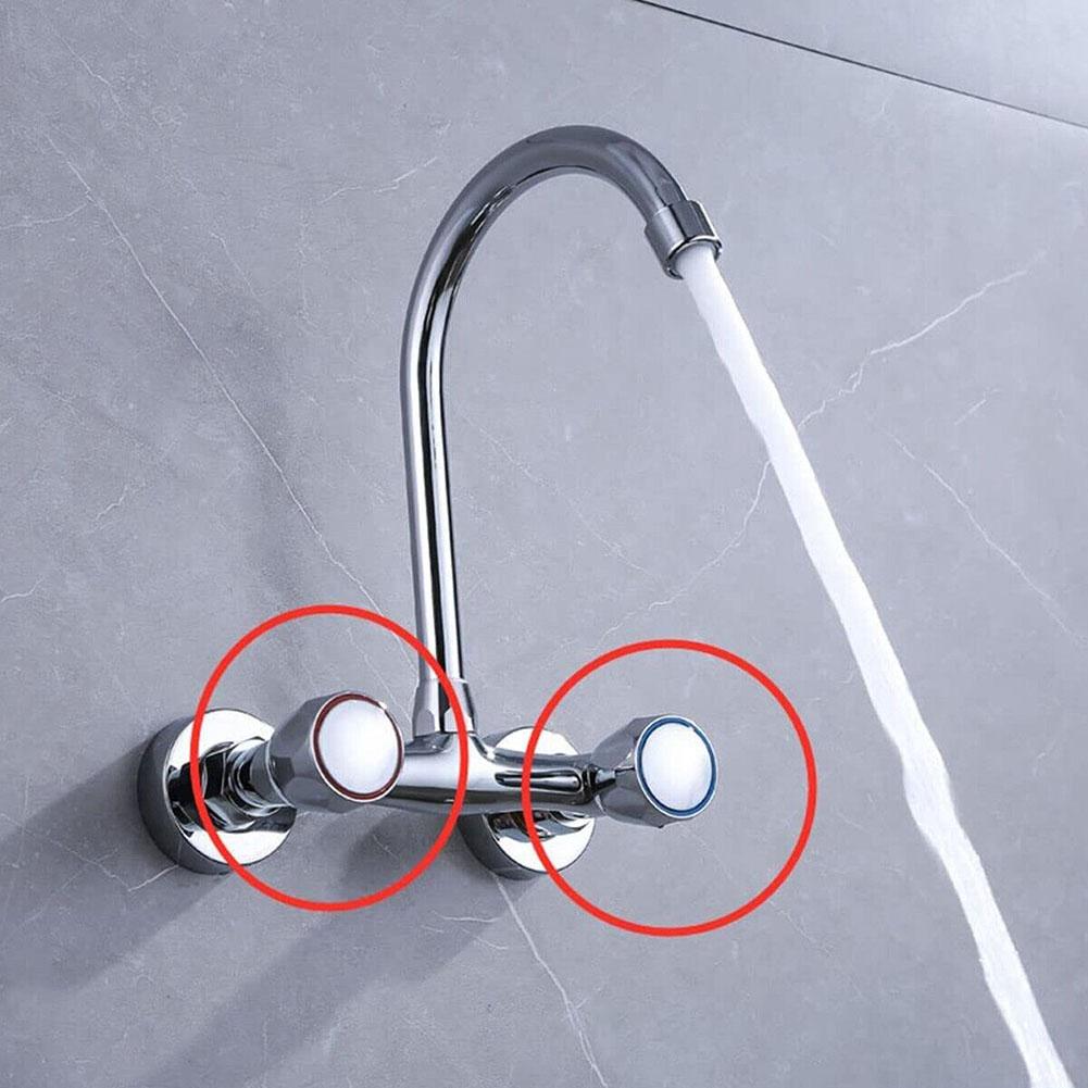 2pcs  & Cold Tap Top Head Faucet Cover Chrome Plated Replacement Set Kitchen Bathroom Faucet Handle