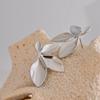 1 Pair Fashion Flower Stud Earrings Bright Stainless Steel Stud Earrings Leaves Stud Earrings