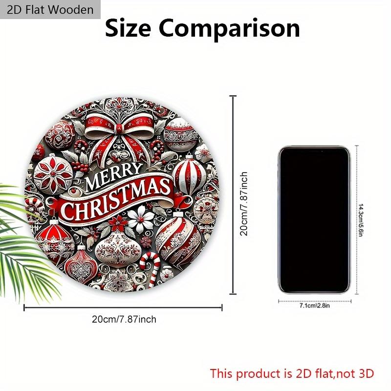 Christmas Wooden Sign with Classic Bow Pattern - Navidad Round Sign for Front Door, Wall Hanging Decor - Ideal Christmas Decoration