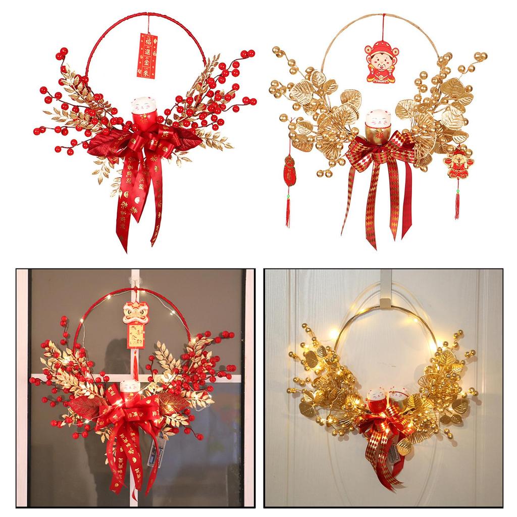 Chinese New Year Decorations Window Lucky Cats Wreath for Holiday Home Decor