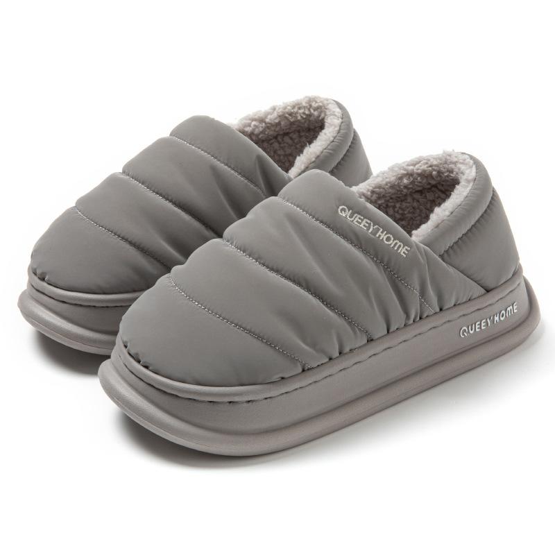 Winter Cotton Slippers for Men, Warm and Plush for Outdoor Wear, Waterproof and Anti Slip Cotton Slippers for Women, Suitable for Home and Indoor Use