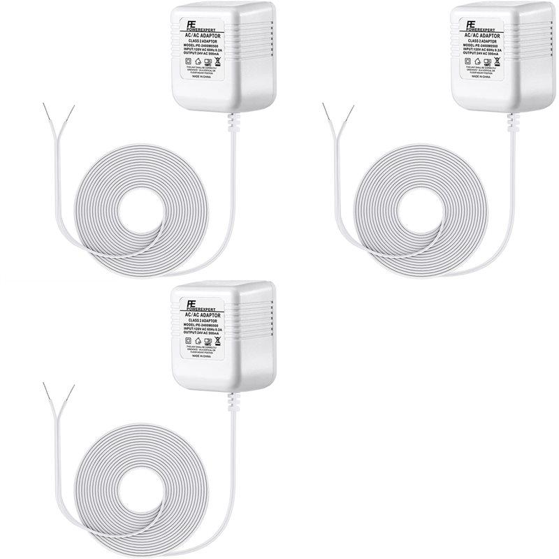 

HHO-3X Doorbell Transformer 24V Adapter For Ring Video Doorbell, 16.4Ft Long C Wire Power Supply, US білий