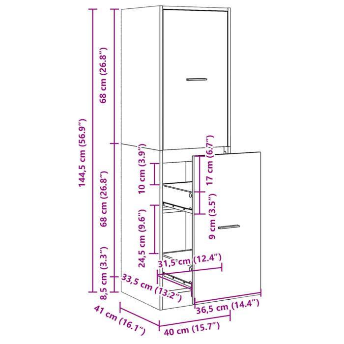 VidaXL Armoire d'apothicaire chêne fumé 40x41x144,5 cm bois ingénierie, coffre d'apothicaire, meuble d'apothicaire, coffre à 3309640