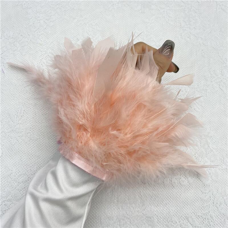 1PC Pele Real Punhos de Penas de Avestruz Punho de Penas de Avestruz Snap Pulseira Punho de Penas Manga de Pulso