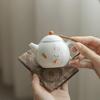 Japanese Hand-painted Moe Rabbit Teapot Lifting Pot Household White Porcelain Bubble Teapot Ball Hole Filter Kung Fu Tea Set