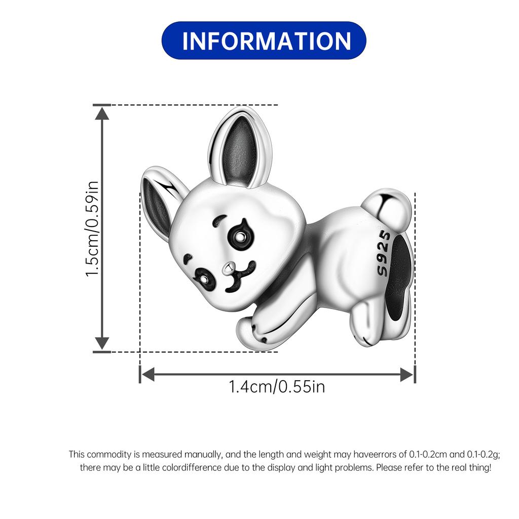 Orstarry 925 Silver Cute Rabbit Beads Charm Bracelet DIY Jewelry Trendy Gifts for Party
