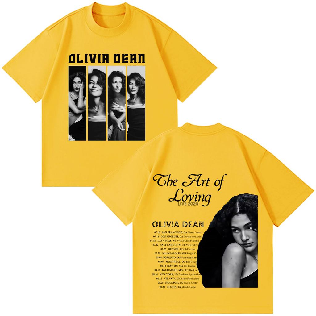 Olivia Dean Art Of Loving Tour 2026 Stampa Maglietta Unisex Unisex Magliette Hiphop Estiva Larga Casual Cotone Moda Magliette Vintage