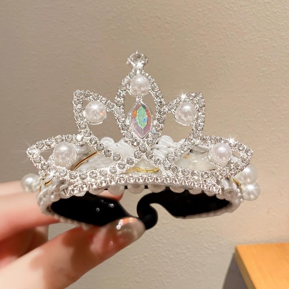 High Ponytail Fixed Artifact Children's New Year Crown Pearl Hair Clip Crab Women/Kids