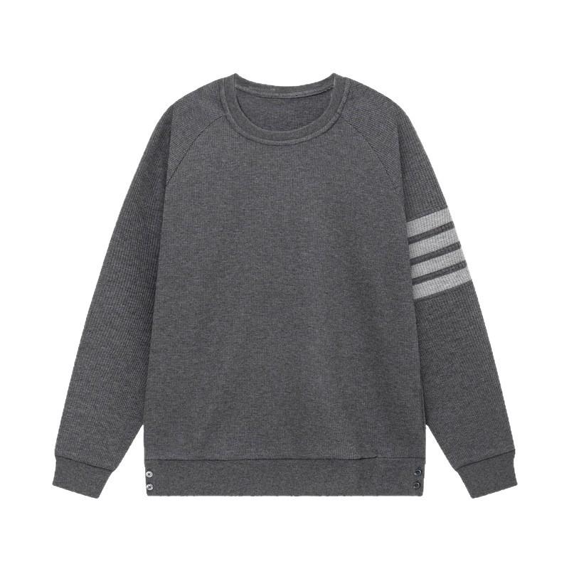 Unisex TB JL Street Style Waffelstrick Sweatshirt - Neu Rundhalsausschnitt, Lockerer Pullover, Lässige Jacke auf Lager