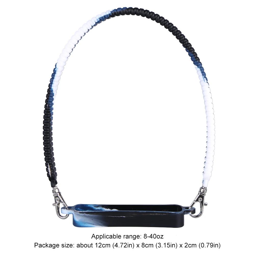 Water Bottle Handle Silicone Adjustable Shoulder Strap Fit Most 8-40oz Bottle Water Bottle Sling Carrier for Stanley Cup Accesso