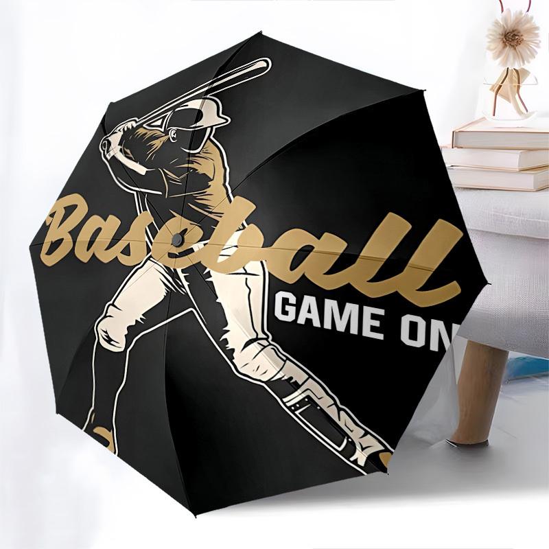 Baseball, Game On Themed Automatic Opening and Closing Umbrella, Brightly Colored 8 rib Portable Umbrella, Suitable for Men and Women, A Per