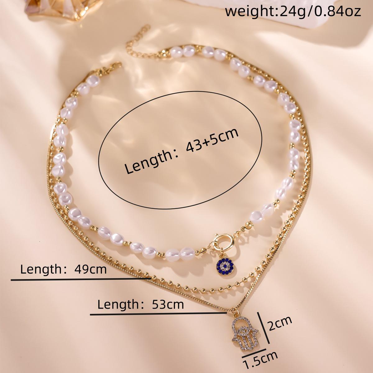 

Женский модный многослойный набор ожерелий с подвесками из жемчуга и бриллиантов золотой