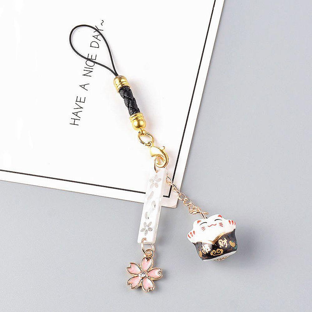 Key Chain Keyring Mobile Phone Lanyard Lucky Cat Keychain Mobile Phone Straps Maneki Neko Trinkets