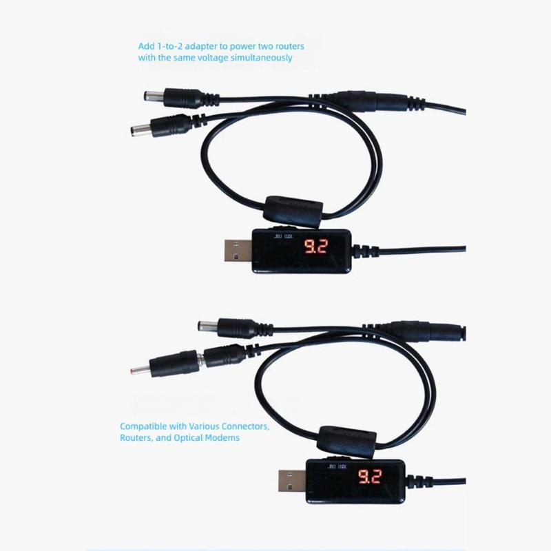 Universal USB to DC5.5mm Boostering Cable with 13 Adapters for Multiple Device Connection in Home Office and Travel