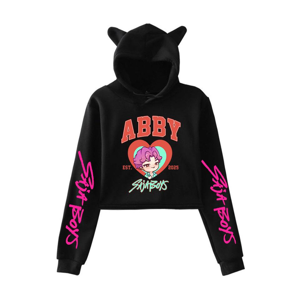 Fashion Kpop Demon Hunters Saja Boy Crop Tops Women Sweatshirt Long Sleeve Girls Fashion Hoodie
