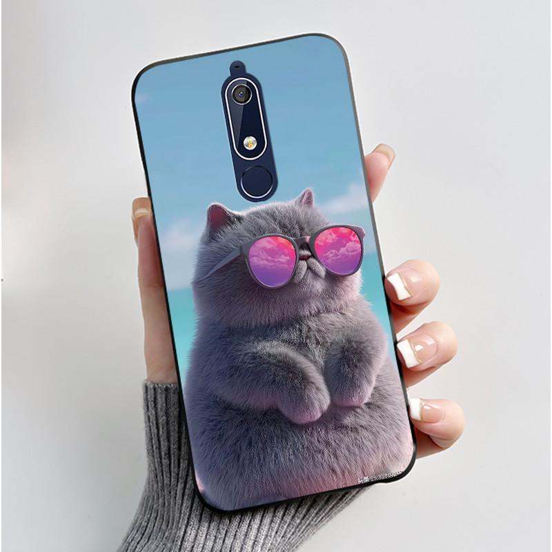 Casing For Nokia 5.1 6.1 Aesthetic Luxury Cute Cool Boys Girls Soft silicone Phone Case Back Cover Black Matte Protective Shell