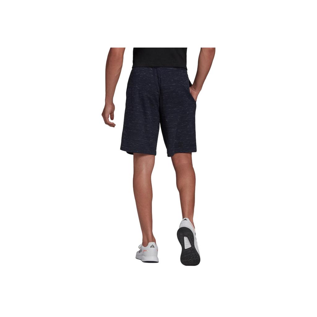 Adidas Essentials Mélange Shorts With Printed Logo Outdoor Sports Elastic Waist Mid-Rise Casual Shorts Men Shorts Legendary-Ink-Blue HE1799