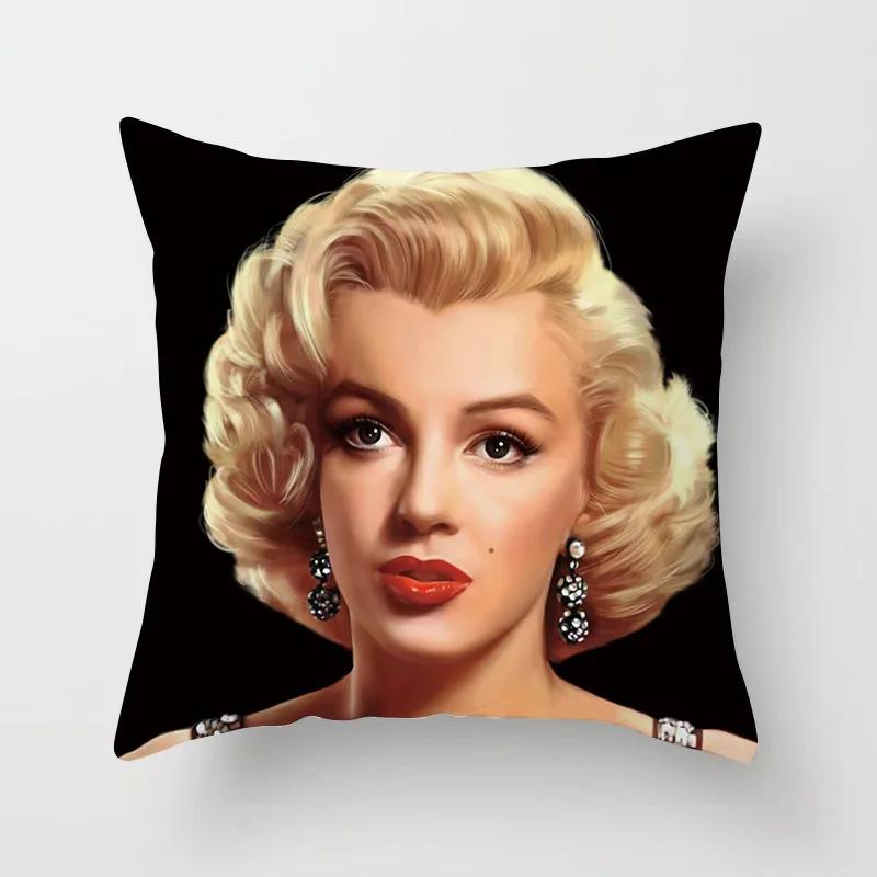 Marilyn Monroe Cushion Cover Decorative Polyester Sofa Throw Pillow Cover Retro Women Super Stars Pillowcase Home Decor 45X45CM