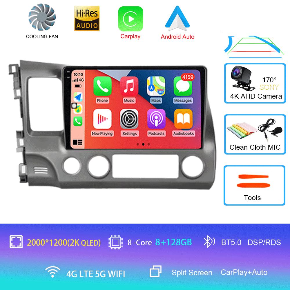 For Honda Civic 2005 - 2012 2Din 4G Android 14 Car Stereo Radio Multimedia Video Player Navigation GPS Head Unit Carplay Monitor