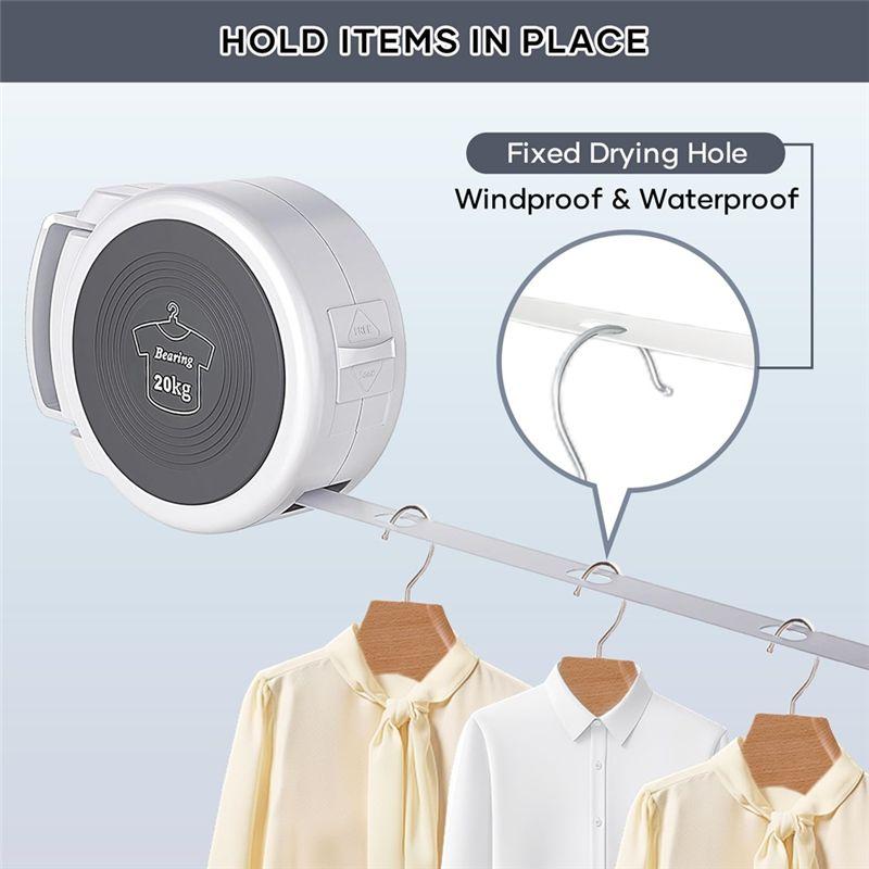 A84E-Retractable Clothesline Indoor/Outdoor Clothes Line, Anti-Slip Locking Buckle Included For Bathroom, Laundry