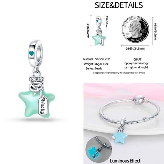 Charms Fit Original Bracelet Real S925 Sterling Silver Beads Luminou Pendants Firefly Ocean Series Dangle Fine Jewelry