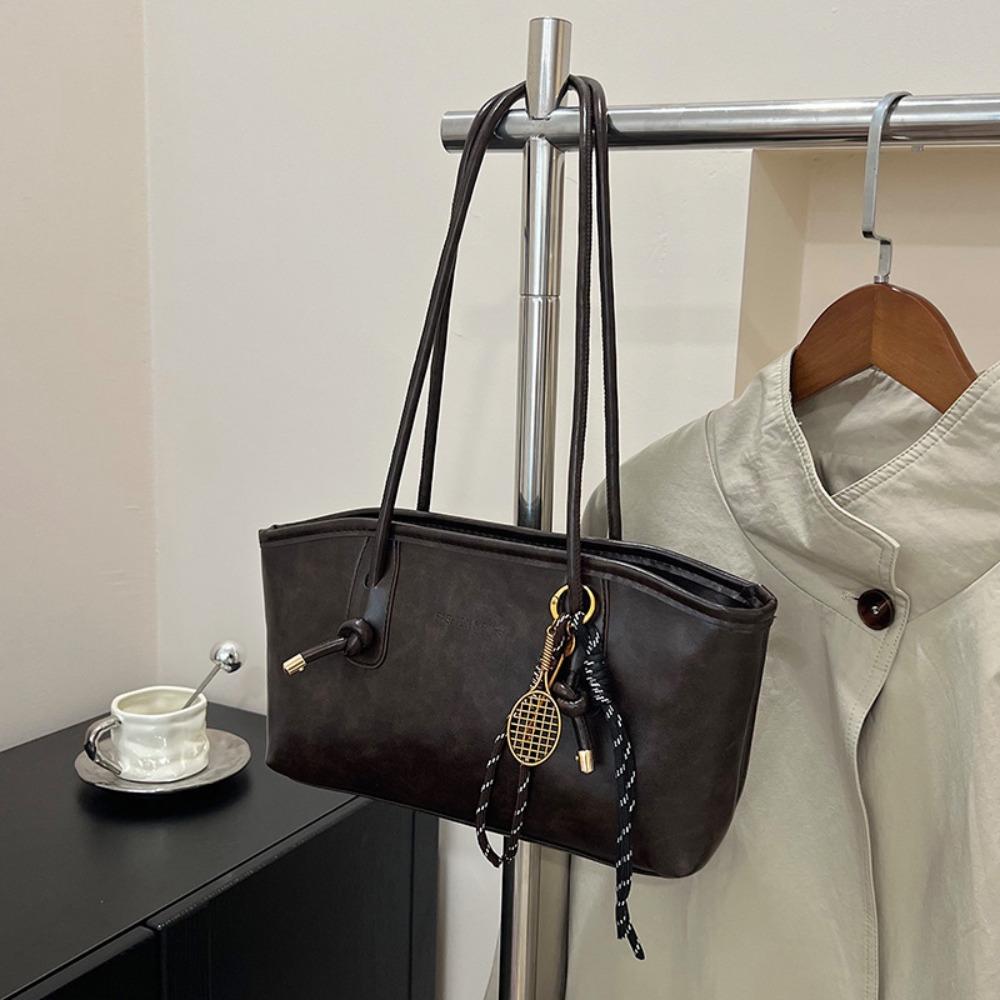 

Сумка большой вместимости в корейском стиле, дамская сумочка, ретро-сумка-тоут, простая сумка из ПУ кожи, для девушек кофейный