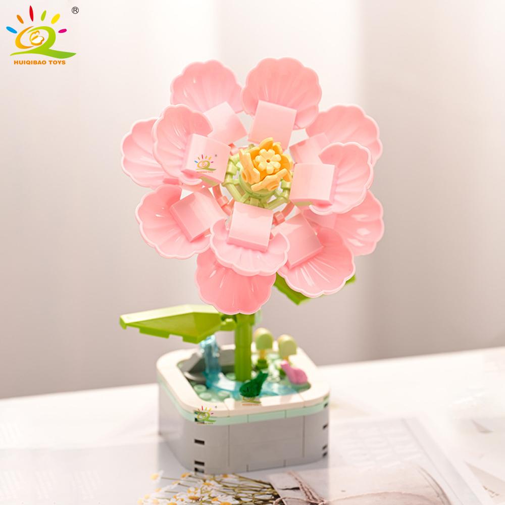 Non-Toxic Moc Insect Flower Building Blocks Flowerpot Bonsai Romantic Gift For Children Bricks Diy Potted Plants Model Kids Ornament