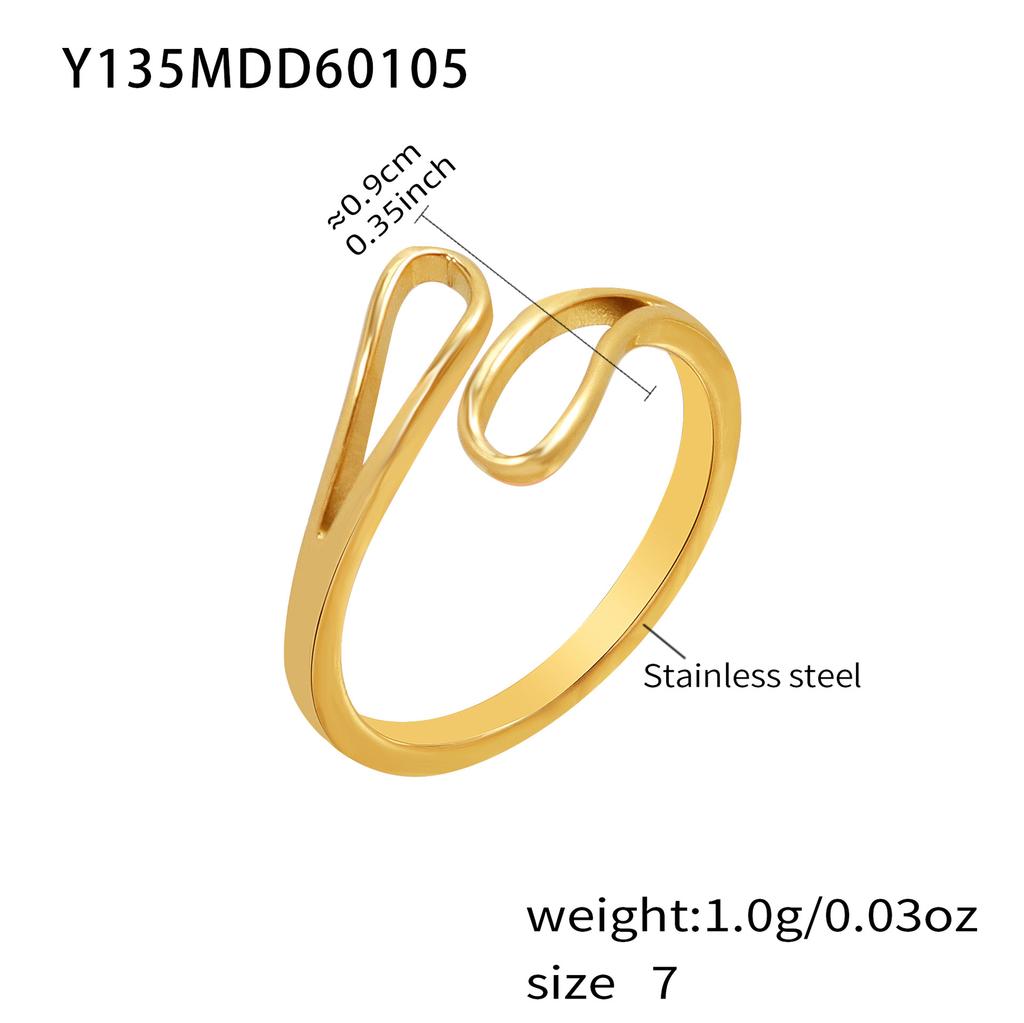 Stainless Steel Personalized Hollow Geometric Asymmetric Opening Ring Plated Minimalist Ring For Gift