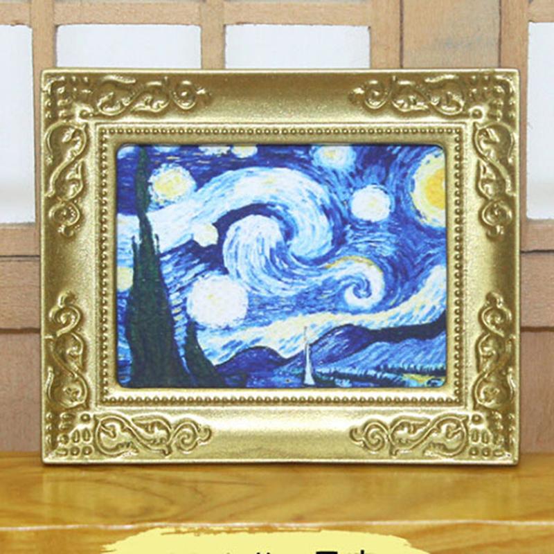 1:12 Dollhouse Miniature Frame Oil Painting Diy Doll House Accessories Decor