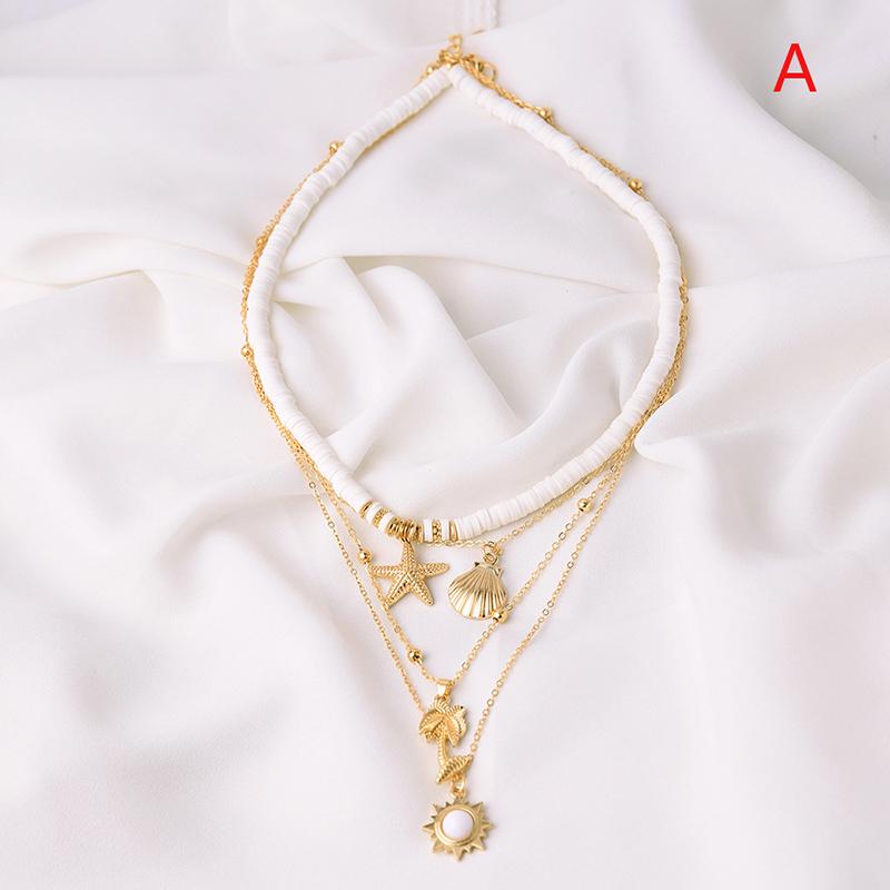 Three Layer Beach Seashell Choker Necklaces Bohemian Natural Shell Necklace Short Collar For Women Rope Chain Choker Accessories