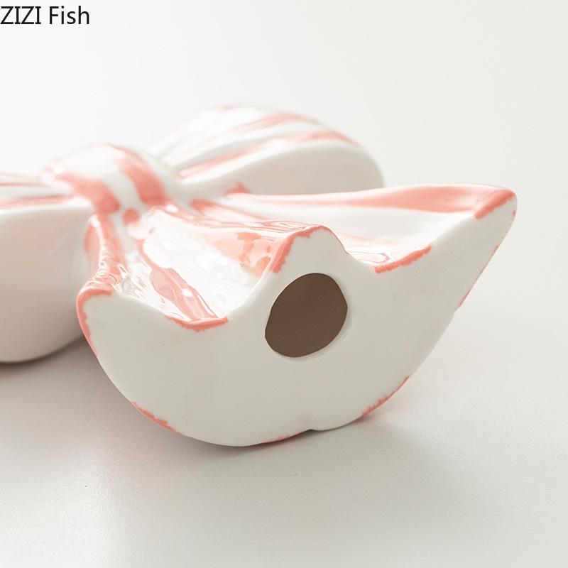 Classic Color Bow Candle Holder French Romantic Wedding Ceramic Candlestick Decoration Candlelight Dinner Atmosphere Decoration