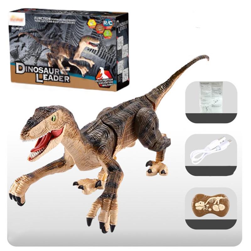 

Children s Simulation Rechargeable Remote Control Spraying Dinosaur Toy Intelligent 2.4g Sound And Light Follows Light коричневий