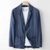 Men's Summer Korean Style Linen Suit Slim Fit Thin Cotton Linen Casual Loose Jacket Sun Protection Two-Piece Set