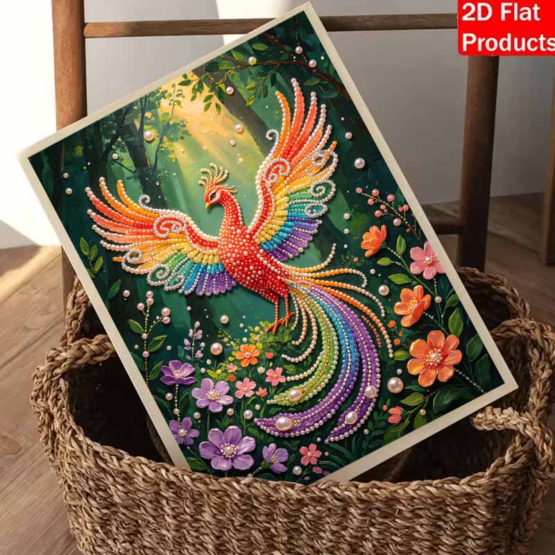 This Phoenix Pearl Painting Kit Features 5D Pearls and a Mosaic Art Style. Designed for Vibrant Home Wall Decoration.