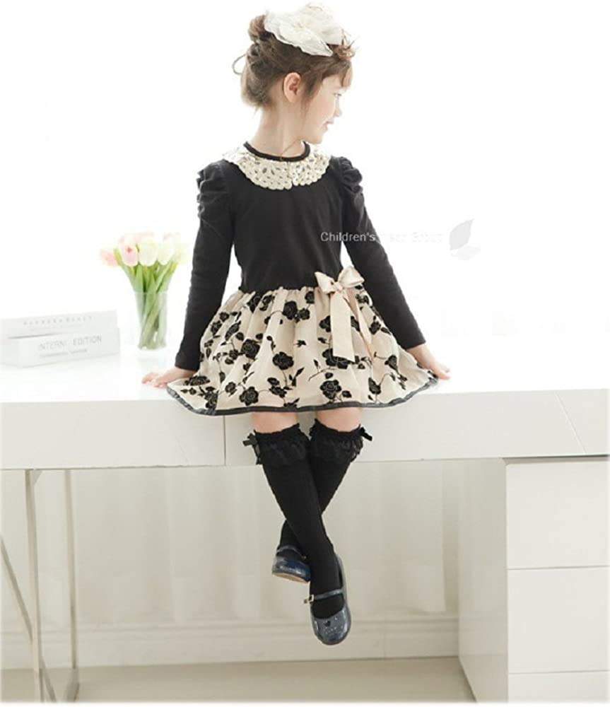 Kaenarie Formal Floral Size Girls' Dress, Chiffon, 110, Black/Gold