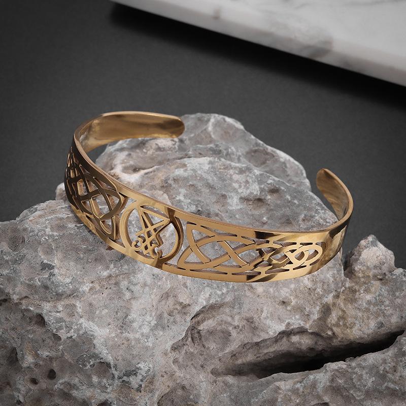 Cross Cuff Adjustable Bracelet Seal Satan Amulet Stainless Steel Bracelet