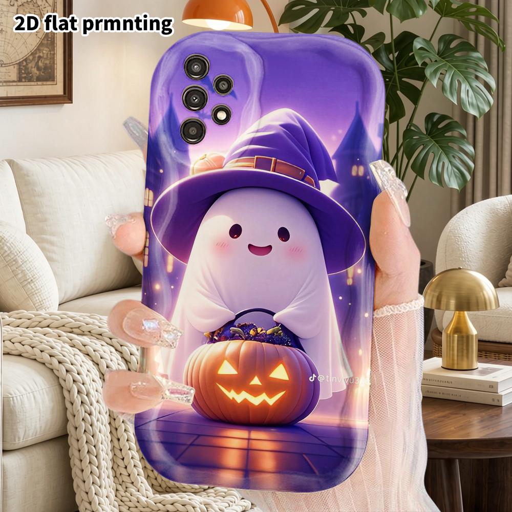 Phone Case: 2D Flat Samsung Galaxy A34 A35 M05 M06 S20 S22 S21 FE Plus 5G Protective Case, Couple Style, Castle and Bat, Christmas and Halloween Gift