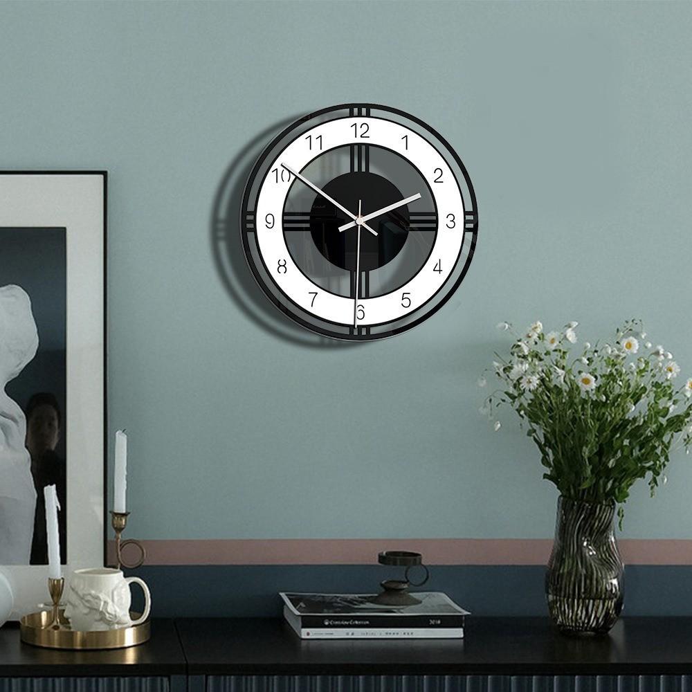Acrylic Silent Wall Clock Modern Design Battery Powered Quartz Bell Home Decor