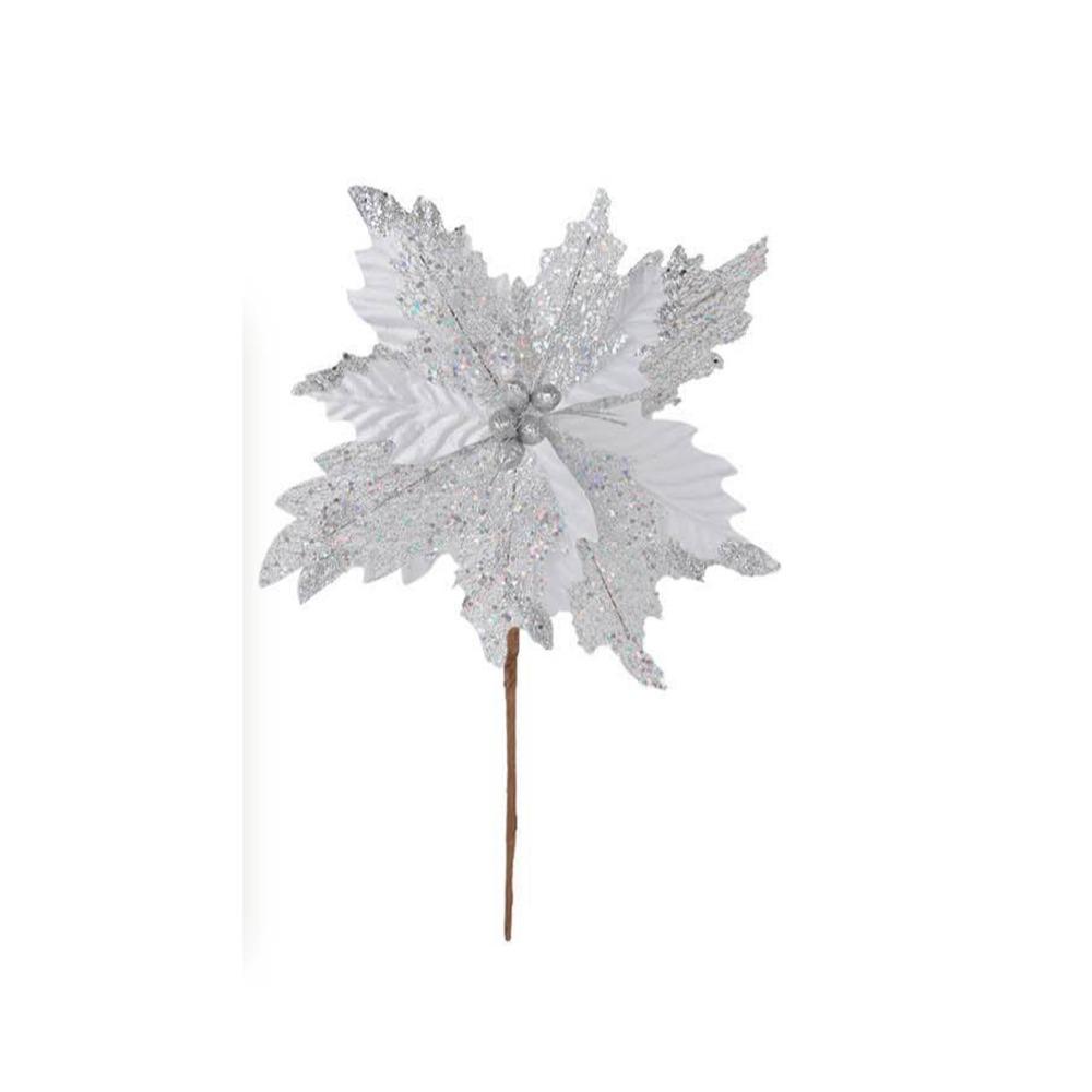 Handmade Artificial Christmas Flowers Shiny Xmas Tree Ornaments  Party Supplies