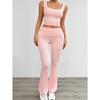 Women's Summer Casual Knitted Solid Color Sleeveless Vest Tight Trousers Set
