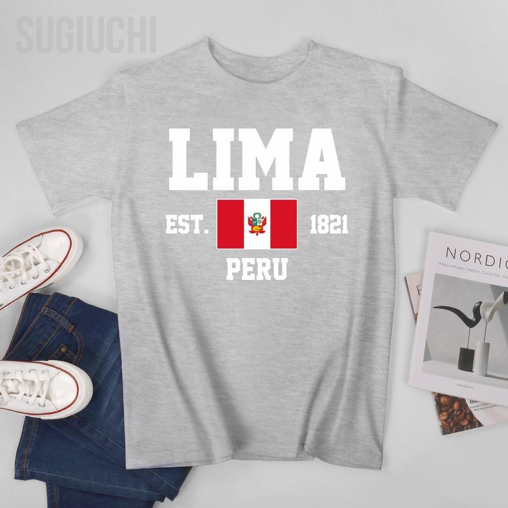 Flag Of Peru Est1821 Lima Unisex Tshirt Tees Tshirt Oneck T Shirts Unisex Boys Clothing 100 Cotton