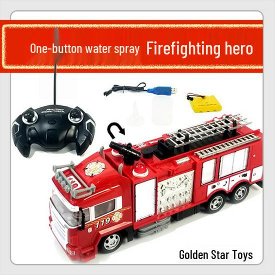 Remote Control Fire Truck Toy with Sound, Lights, and Water Spraying Feature