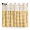 Vintage Plaid Oven Handle Trim Farmhouse Stove Skirt, Crochet Lace Curtain, Kitchen Appliance Shield Skirt Curtain with Ties for Cottage Decor