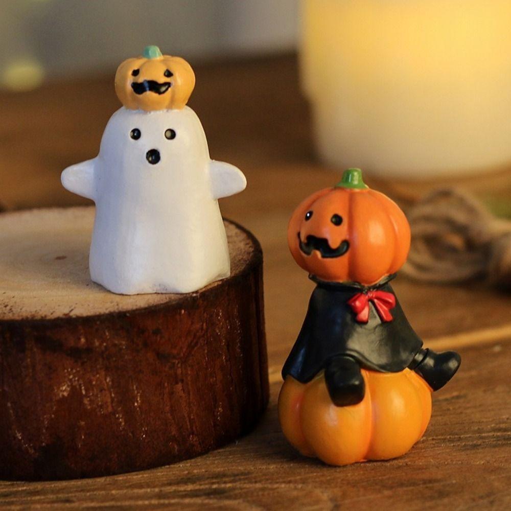 Resin Pumpkin Ghost Owl Ornament Detailed Mini Halloween Figurines  Holiday Gift
