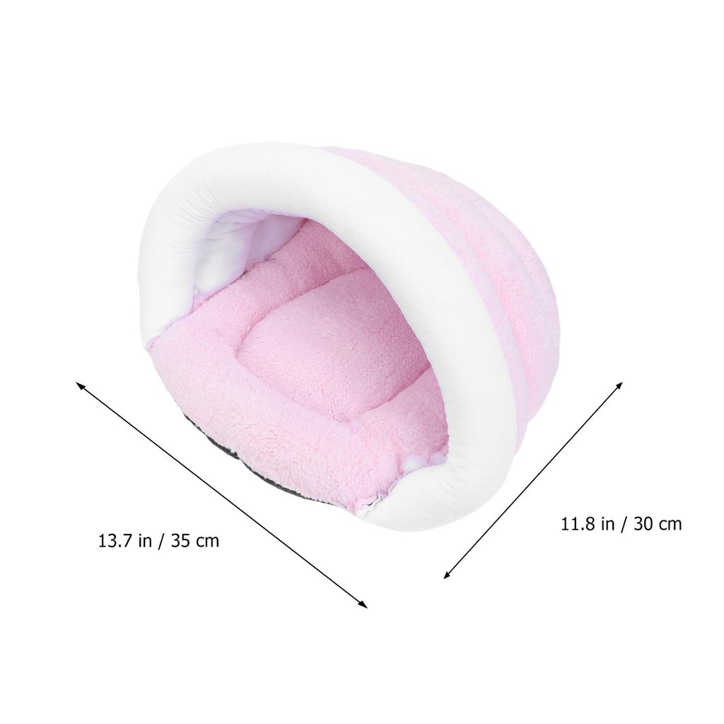 Adorable Sleep Pad Winter Warm Pet Nest Bed Pet Supplies Creative Cat Sleeping Nest (Beige, Size S, Without Ear Style)