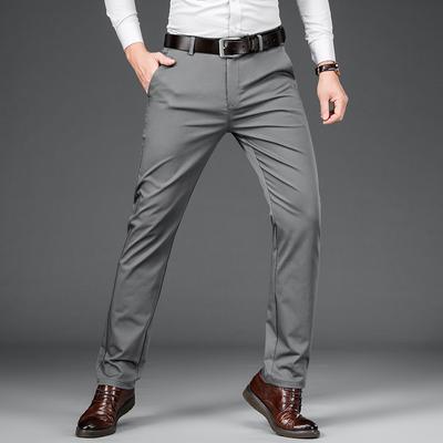 Spring Men's Casual Pants, Versatile Mid Waist Business Pants, Elastic and Non Tight Men's Pants