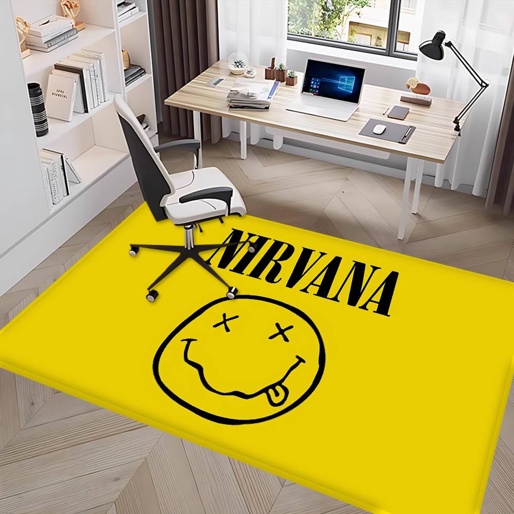 Popular Band N-nirvana-A Floor Mat Non-Slip Laundry Room Mat Laundry Decor Balcony Child Living Room Bedside Mats