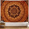 Bohemian Mandala Tapestry, Intricate Floral Design In Warm Orange & Brown Hues, Wall Art for Cozy & Eclectic Rooms