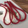 Minar Classic 6 8 10mm Red Color Glass Beads Strand Beaded Necklace for Women Silver Plated Ingot Clasp Sweater Chain Choker