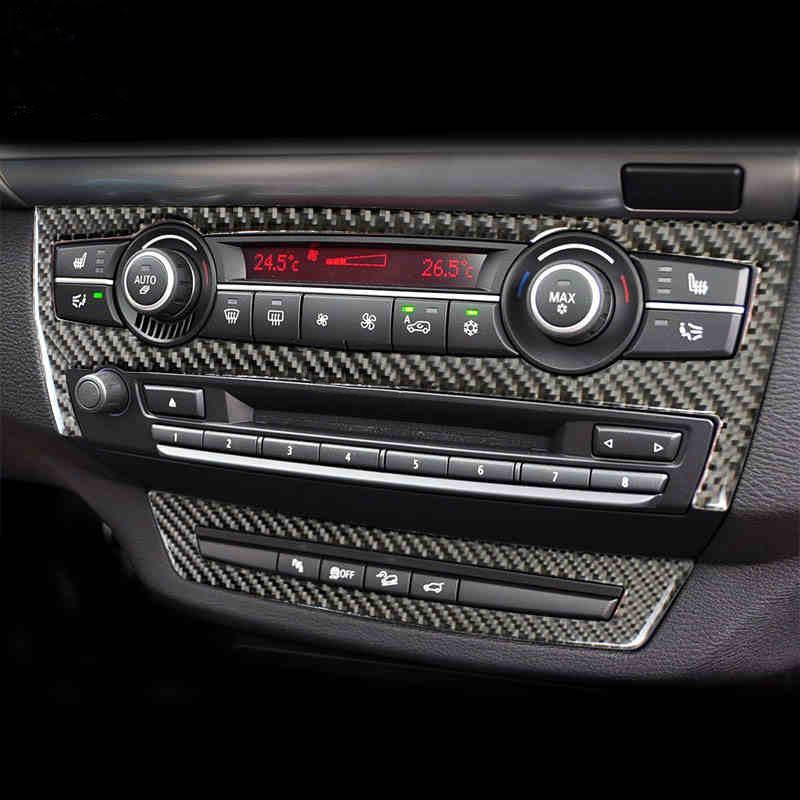 AAACH1 For BMW X5 X6 E70 E71 Accessories Car Interior Air Conditioning CD Console Panel Cover Decoration Trim Carbon Fiber Car Styling